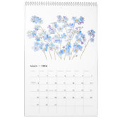 waterverf blauw en paarse bloemenkalender 2024 kalender (Mar 2026)