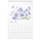 waterverf blauw en paarse bloemenkalender 2024 kalender (Feb 2026)