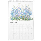 waterverf blauw en paarse bloemenkalender 2024 kalender (Jan 2026)