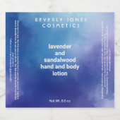 Waterverf Blauw en Paarse cosmetica flesetiket Sparkling Wijnetiket (Enkel label)