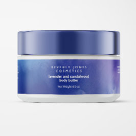 Waterverf Blauw en Paarse Cosmetics Jar Label