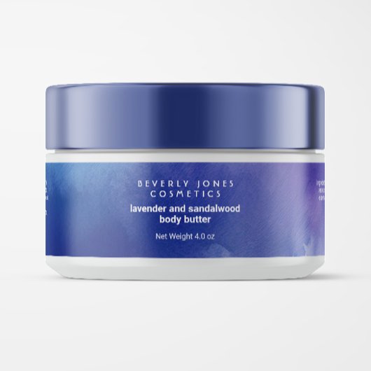 Waterverf Blauw en Paarse Cosmetics Jar Label