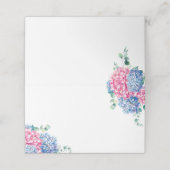 Waterverf Blauw en PInk Hydrangea bruiloft Plaatskaartje (Buitenkant ongevouwen)