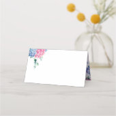 Waterverf Blauw en PInk Hydrangea bruiloft Plaatskaartje (Achterkant)