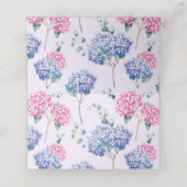 Waterverf Blauw en PInk Hydrangea bruiloft Plaatskaartje (Binnenkant ongevouwen)