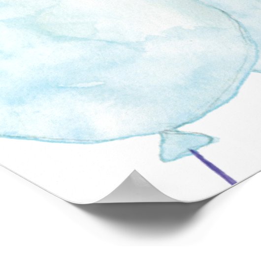 Waterverf blauw en roze geslacht laten stembord zi poster (Hoek)