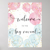 Waterverf Blauw en Roze Geslacht onthullen Welkom Poster (Voorkant)