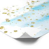 Waterverf Blauw en Roze Geslacht onthullen Welkom Poster (Hoek)