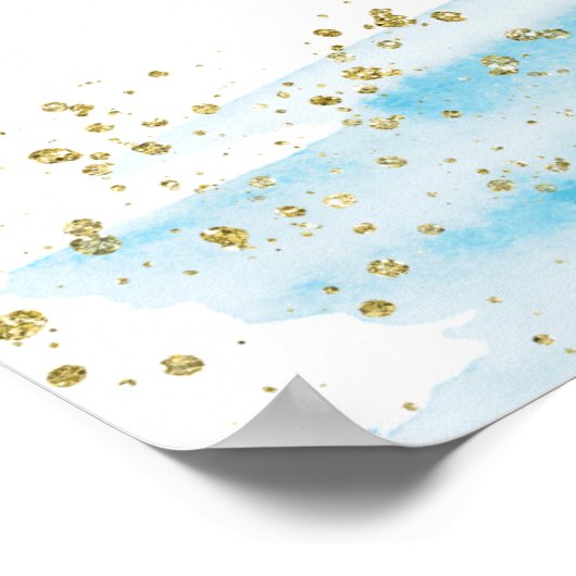 Waterverf Blauw en Roze Geslacht onthullen Welkom Poster (Hoek)