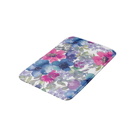 Waterverf Blauw en Roze karbonade Badmat (Gekanteld)