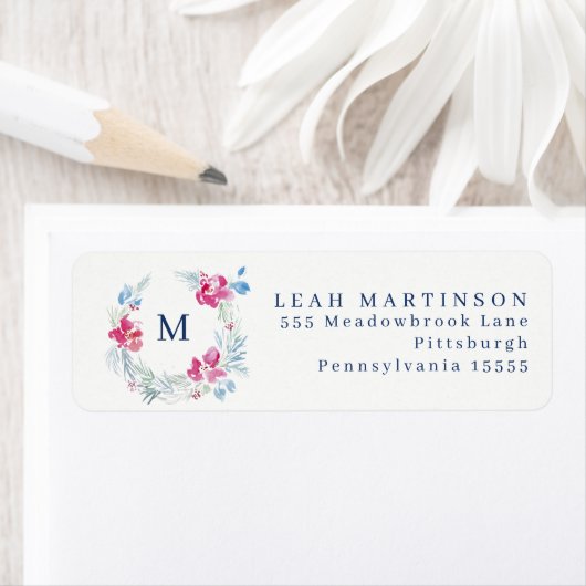 Waterverf Blauw en Roze ventilator Wreate Etiket (Insitu)