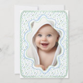 Waterverf Blauw en Sage Groen 1e Verjaardag Foto Kaart (Achterkant)