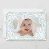 Waterverf Blauw en Sage Groen 1e Verjaardag Foto Kaart (Achterkant)