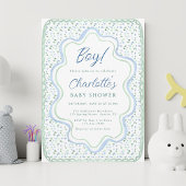 Waterverf Blauw en Sage Groen Baby shower Kaart