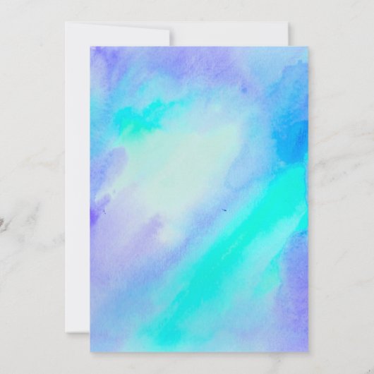 Waterverf Blauw en Turquoise Kijk naar Mitzvah Kaart (Achterkant)