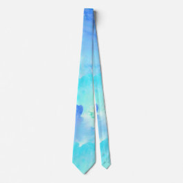 Waterverf Blauw en Turquoise Kijk Stropdas