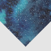 Waterverf blauw en turquoise sterrenstelsel met st tissuepapier (Detail)