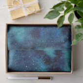 Waterverf blauw en turquoise sterrenstelsel met st tissuepapier (Geschenk)