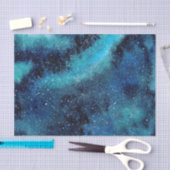 Waterverf blauw en turquoise sterrenstelsel met st tissuepapier (Craft)