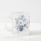 Waterverf Blauw en Wit Bloemboeket  Matglas Koffiemok (Links)