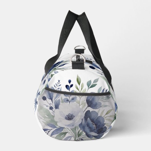 Waterverf Blauw en Wit Bloemen Boeket Accor Plunjezak (Rechts)