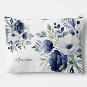 Waterverf Blauw en Wit Bloemen Boeket Etui (Achterkant)