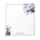 Waterverf Blauw en Wit Bloemen Boeket Notitieblok (Voorkant)