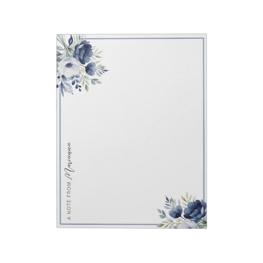 Waterverf Blauw en Wit Bloemen Boeket Notitieblok (Linkerzijde)