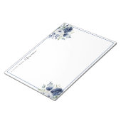 Waterverf Blauw en Wit Bloemen Boeket Notitieblok (Schuin)