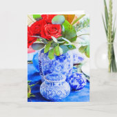Waterverf Blauw en Wit Chinoiserie Gemberpot  Kaart (Voorkant)