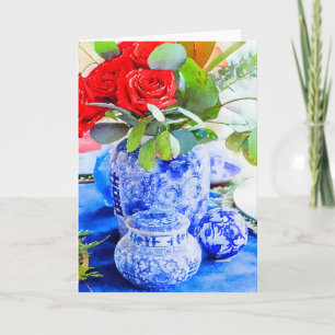 Waterverf blauw en wit chinoiserie gemberpot  kaart