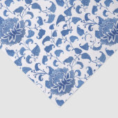 Waterverf blauw en wit  Chinoiserie Tissuepapier (Detail)