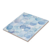 Waterverf blauw en wit cirkelpatroon tegeltje (Zijkant)