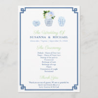 Waterverf blauw en wit gember pot bruiloft