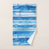 Waterverf Blauw en Wit Gestreept Bad Handdoek (Handdoek)