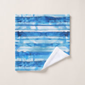 Waterverf Blauw en Wit Gestreept Bad Handdoek (Wasdoekje)