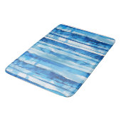 Waterverf Blauw en Wit Gestreept Badmat (Gekanteld)
