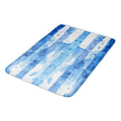 Waterverf Blauw en Wit Gestreept Stranddecor Badmat (Gekanteld)