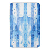 Waterverf Blauw en Wit Gestreept Stranddecor Badmat (Voorkant Verticaal)