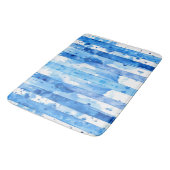 Waterverf Blauw en Wit Gestreept Stranddecor Badmat (Gekanteld)