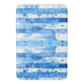 Waterverf Blauw en Wit Gestreept Stranddecor Badmat (Voorkant Verticaal)
