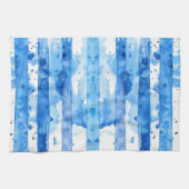 Waterverf Blauw en Wit Gestreept Stranddecor Theedoek (Horizontaal)