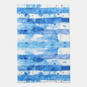 Waterverf Blauw en Wit Gestreept Stranddecor Theedoek (Verticaal)
