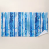 Waterverf Blauw en Wit Gestreept Strandlaken (Voorkant)