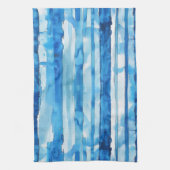 Waterverf Blauw en Wit Gestreept Theedoek (Verticaal)