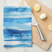 Waterverf Blauw en Wit Gestreept Theedoek (Quarter Fold)