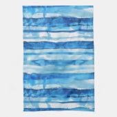 Waterverf Blauw en Wit Gestreept Theedoek (Verticaal)