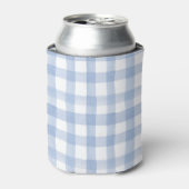 Waterverf Blauw en Wit Gingham Blikjeskoeler (Blikje Voorkant)