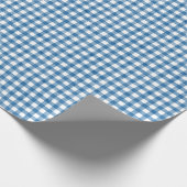 Waterverf Blauw en Wit Gingham Cadeaupapier (Hoek)