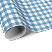 Waterverf Blauw en Wit Gingham Cadeaupapier (Rol Hoek)
